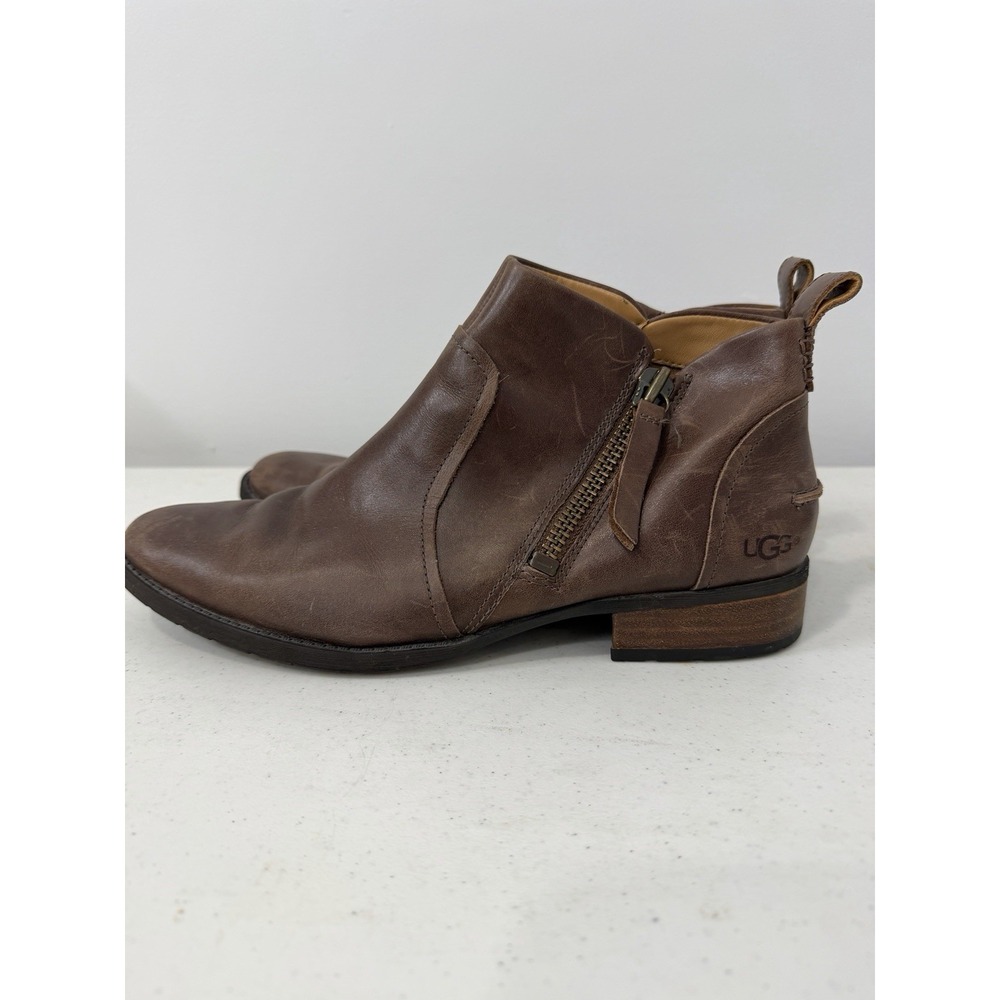 UGG Aureo II Waterproof Zip Ankle-High Boots Booties Brown Leather Womens US 11